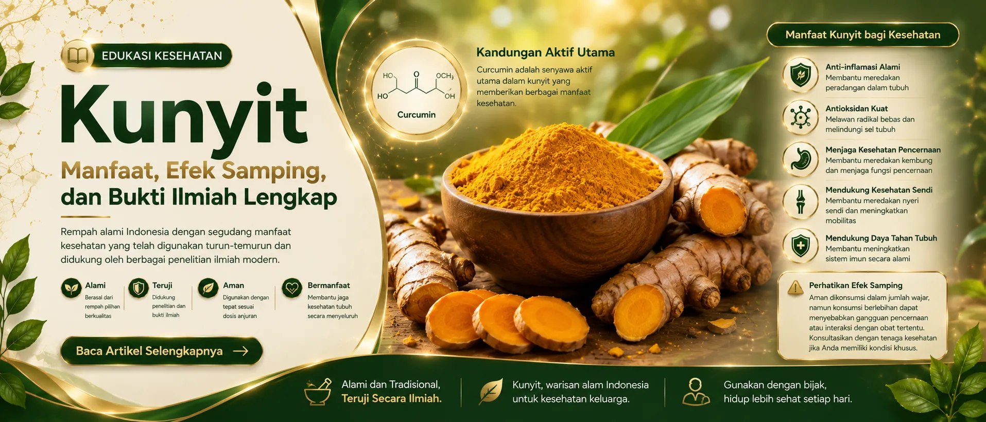 Kunyit Manfaat, Efek Samping, dan buti Ilmiah Lengkap